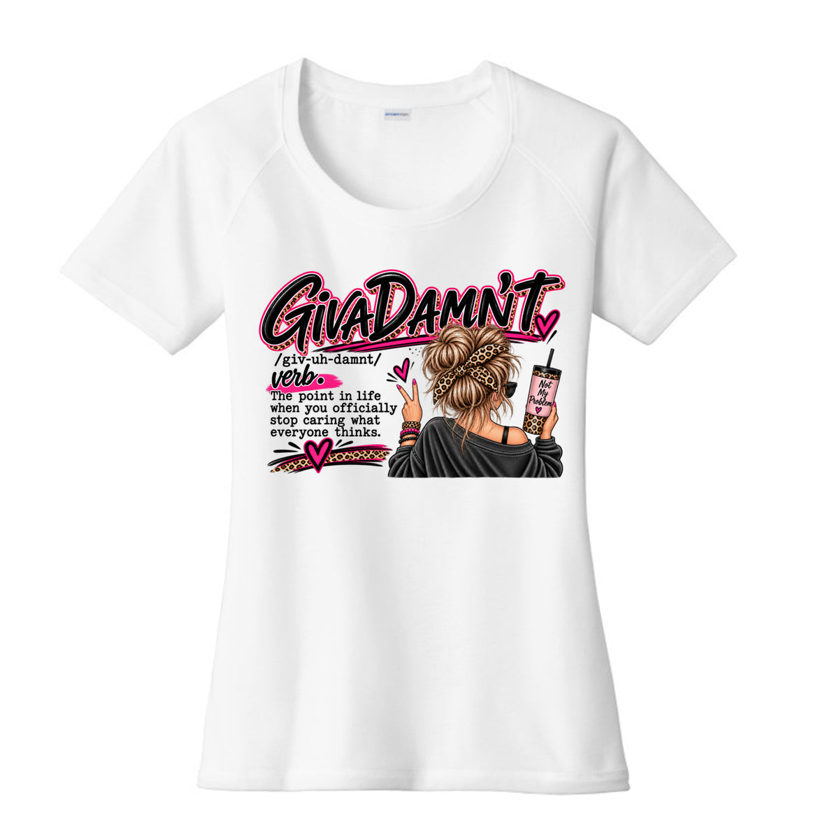 White Give a Damn Graphic T-Shirt, front view