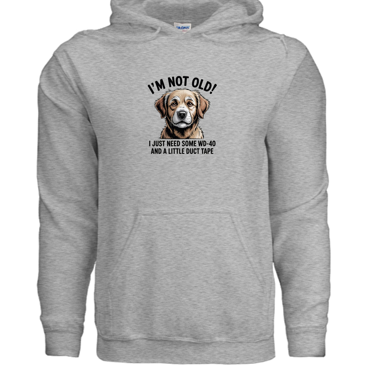 Sport Grey I’m Not Old – WD-40 & Duct Tape Funny Dog Hoodie, front view
