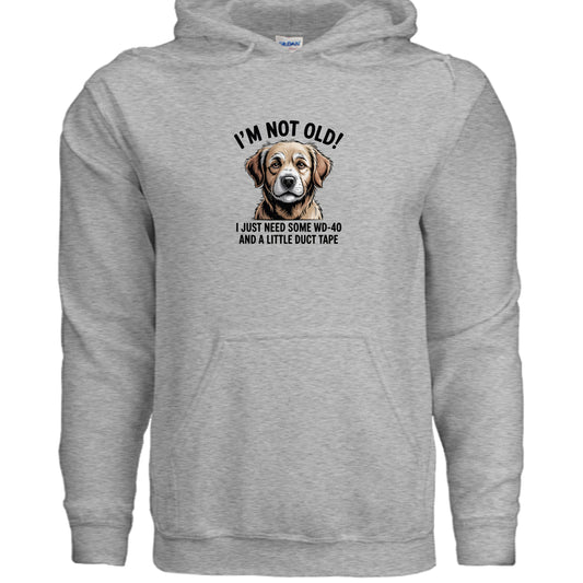 Sport Grey I’m Not Old – WD-40 & Duct Tape Funny Dog Hoodie, front view
