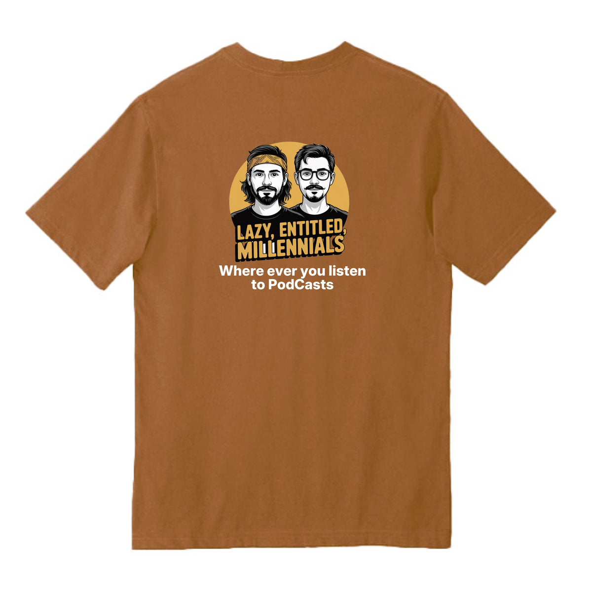 Carhartt Brown Lazy, Entitled Millennials Carhartt Pocket T-Shirt — Back Print, back view