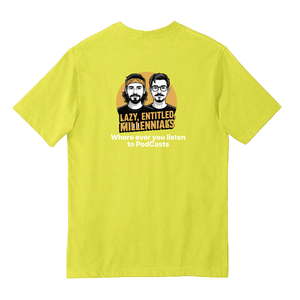 Brite Lime Lazy, Entitled Millennials Carhartt Pocket T-Shirt — Back Print, back view