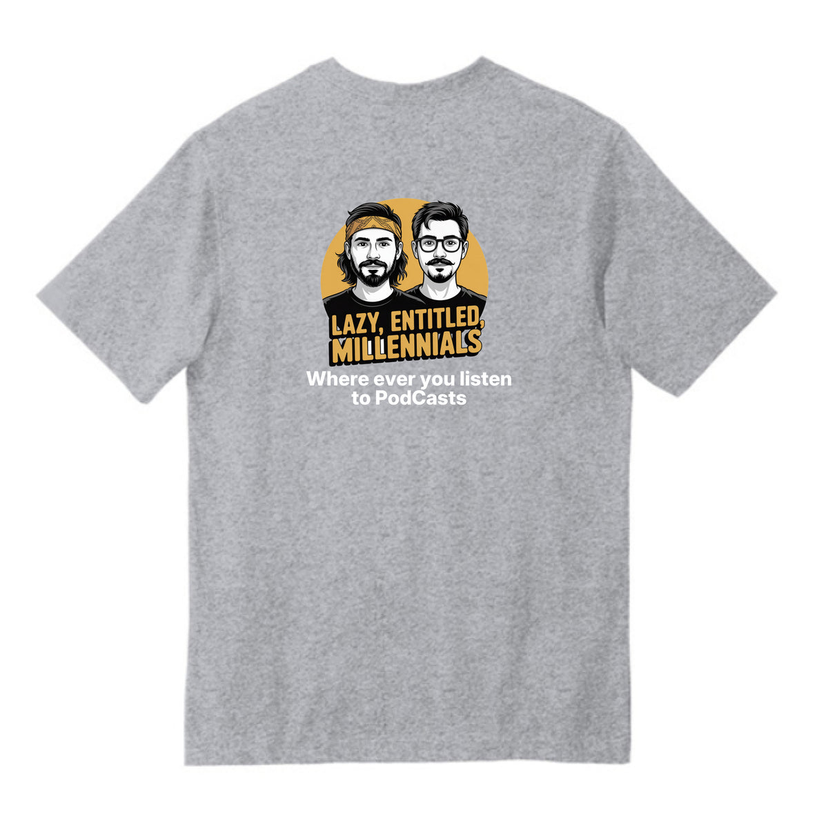 Heather Grey Lazy, Entitled Millennials Carhartt Pocket T-Shirt — Back Print, back view