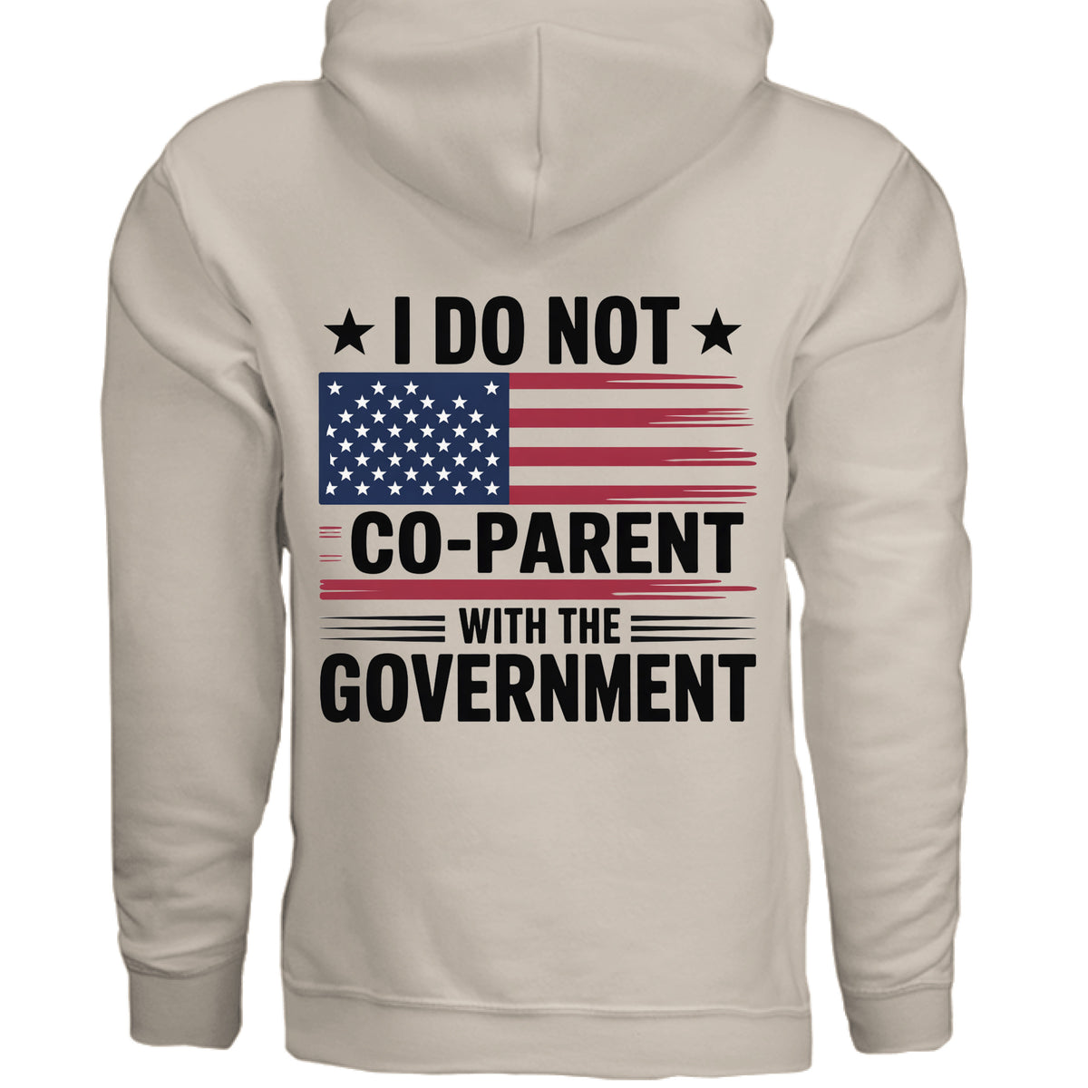 Sand I Do Not Co-Parent With the Government Front & Back Hoodie, back view