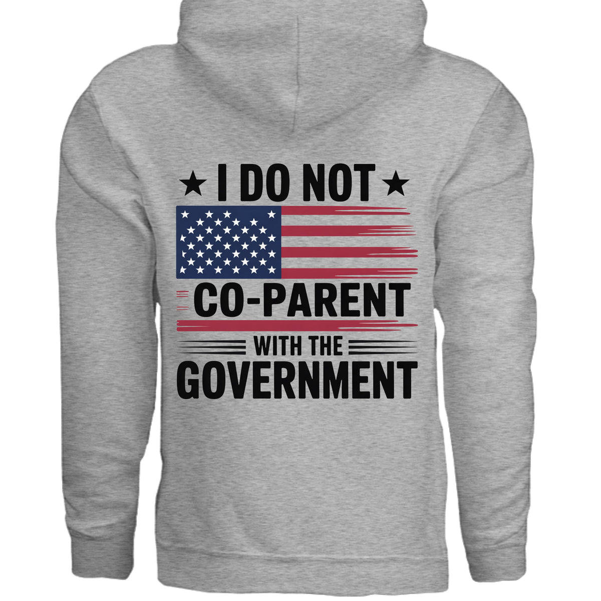 Sport Grey I Do Not Co-Parent With the Government Front & Back Hoodie, back view