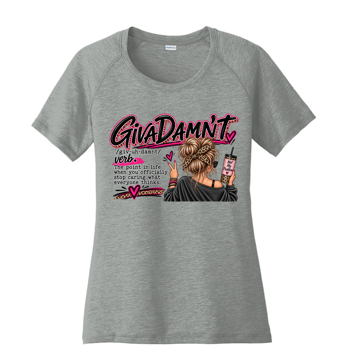 Dark Grey Hthr Give a Damn Graphic T-Shirt, front view