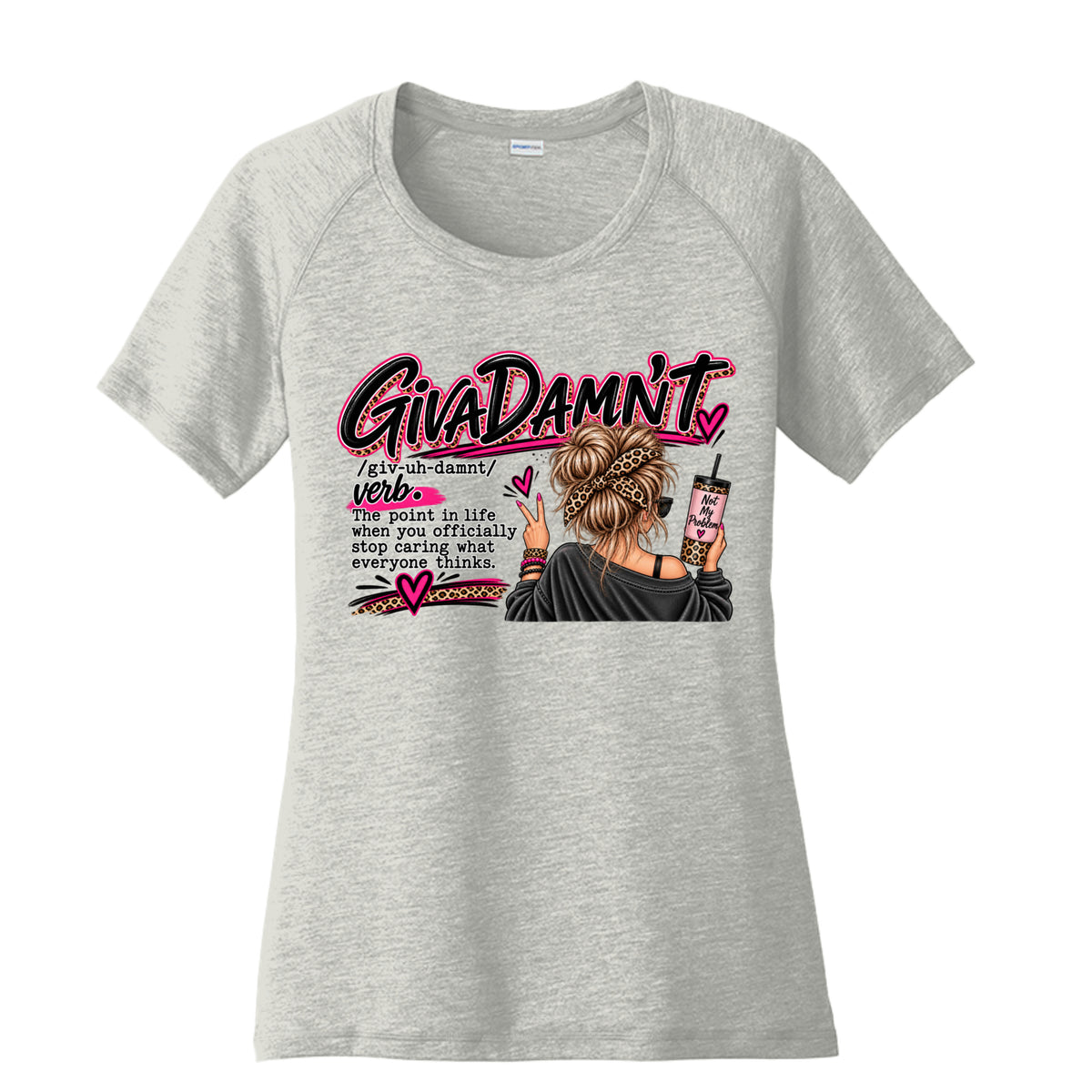 Light Grey Hth Give a Damn Graphic T-Shirt, front view