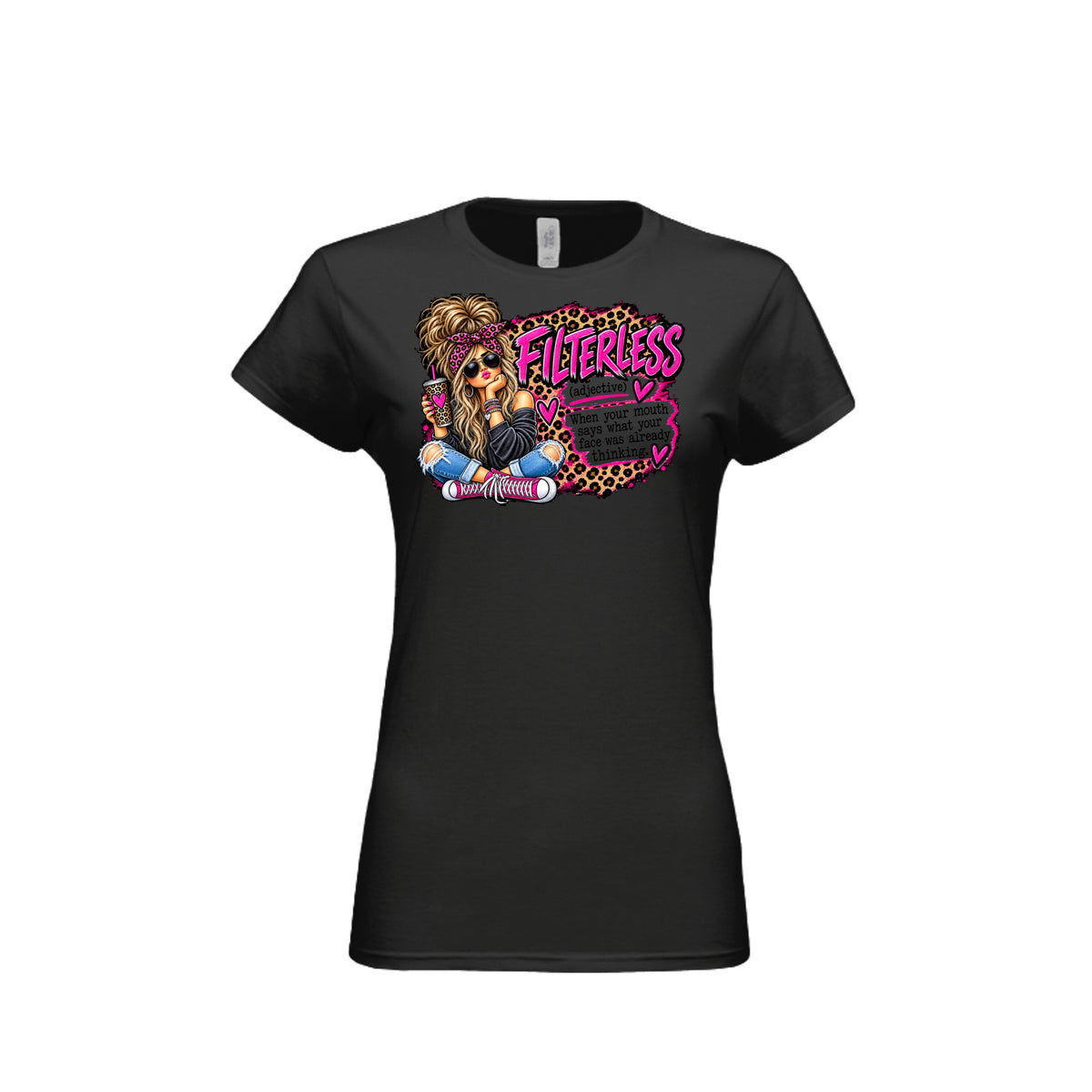 Black Filterless – My Face Was Already Saying What I Was Thinking T-Shirt, front view
