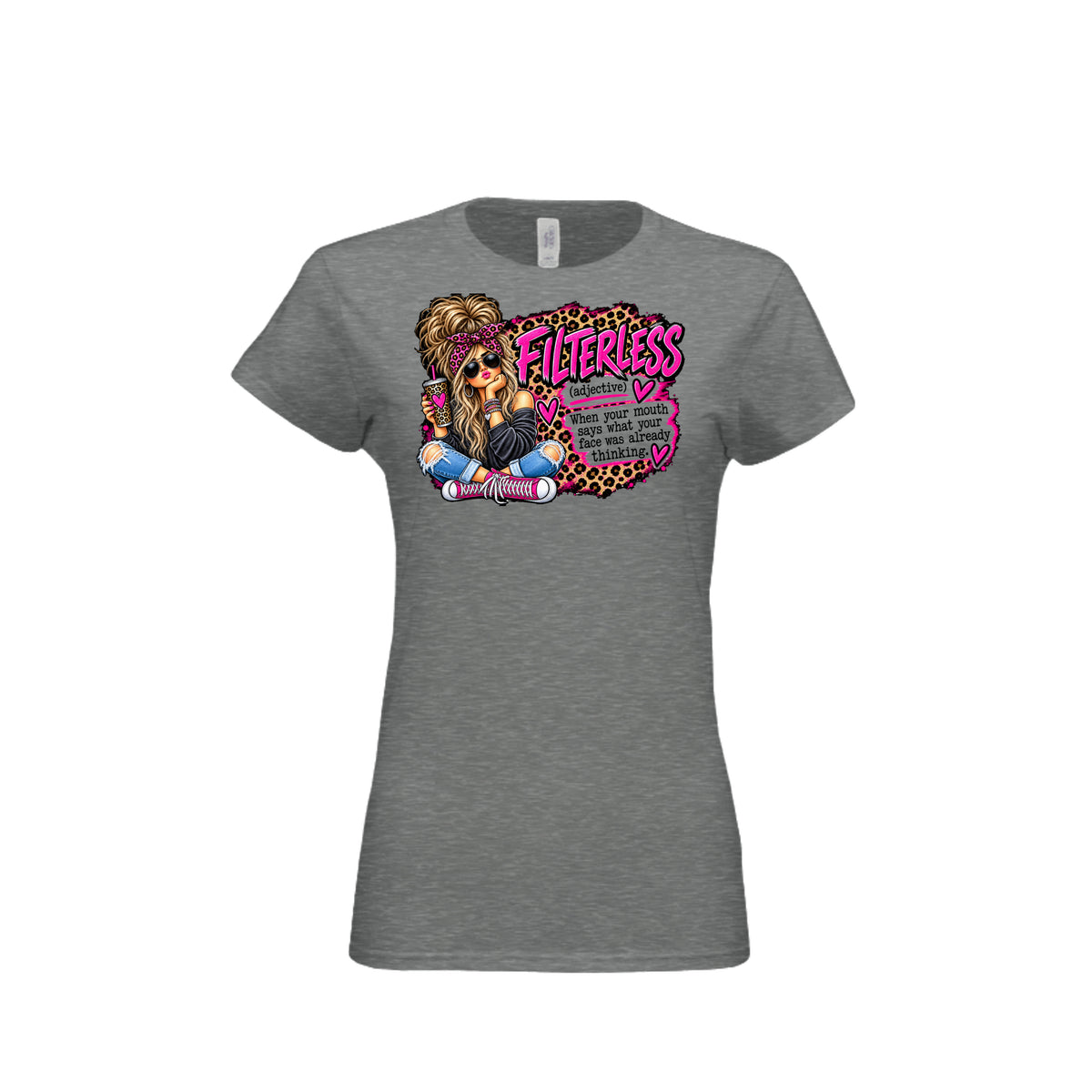 Graphite Heather Filterless – My Face Was Already Saying What I Was Thinking T-Shirt, front view
