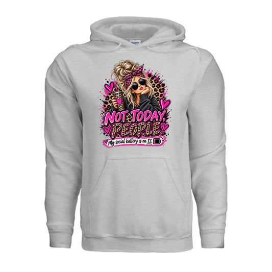 Ash Not Today People – Funny Graphic Hoodie, front view