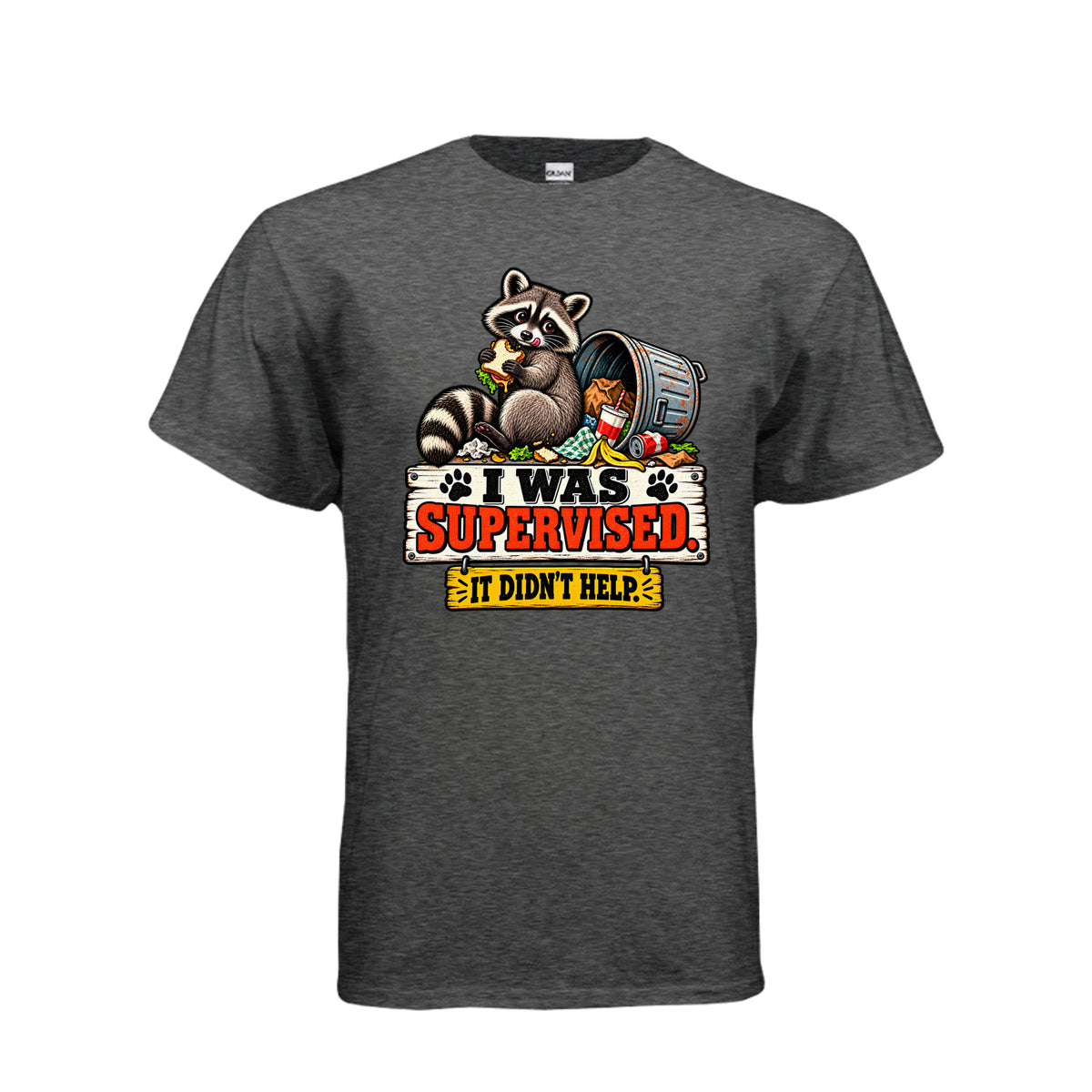 Dark Heather I Was Supervised — It Didn’t Help T-Shirt, front view