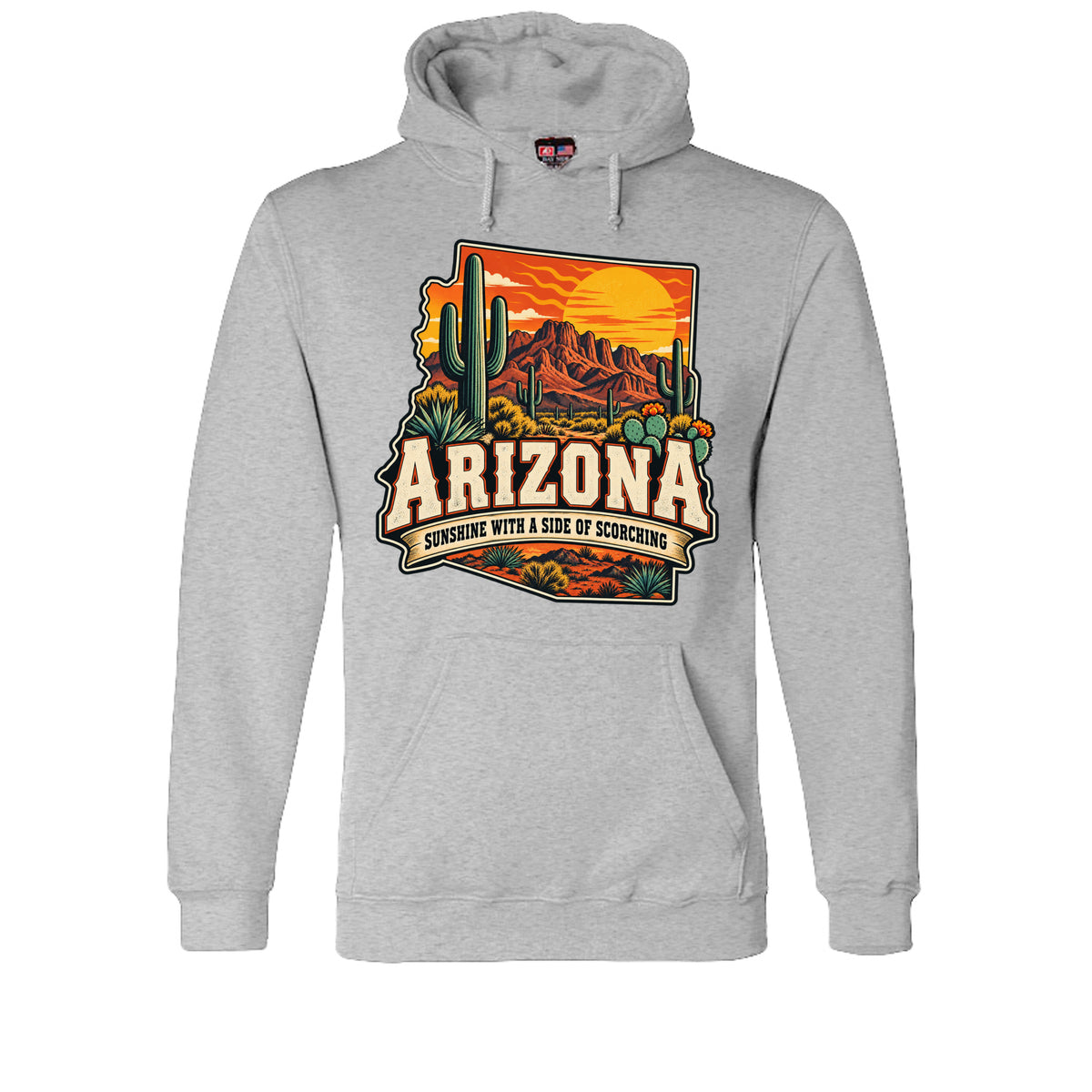 Dark Ash Arizona Sunshine With a Side of Scorching Hoodie, front view
