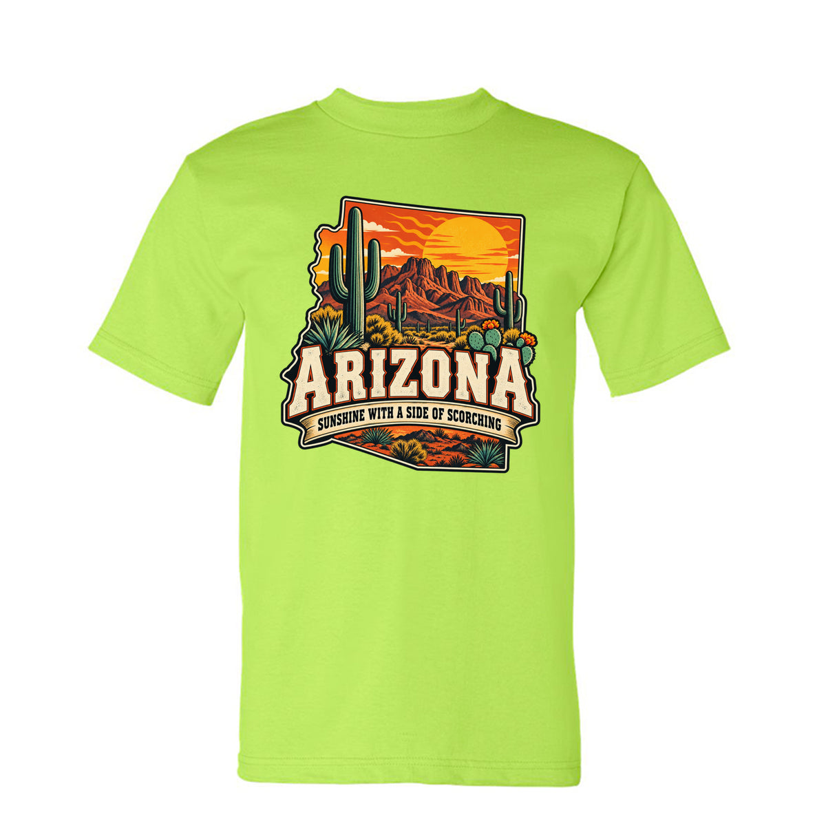 Lime Green Arizona Sunshine With a Side of Scorching T-Shirt, front view
