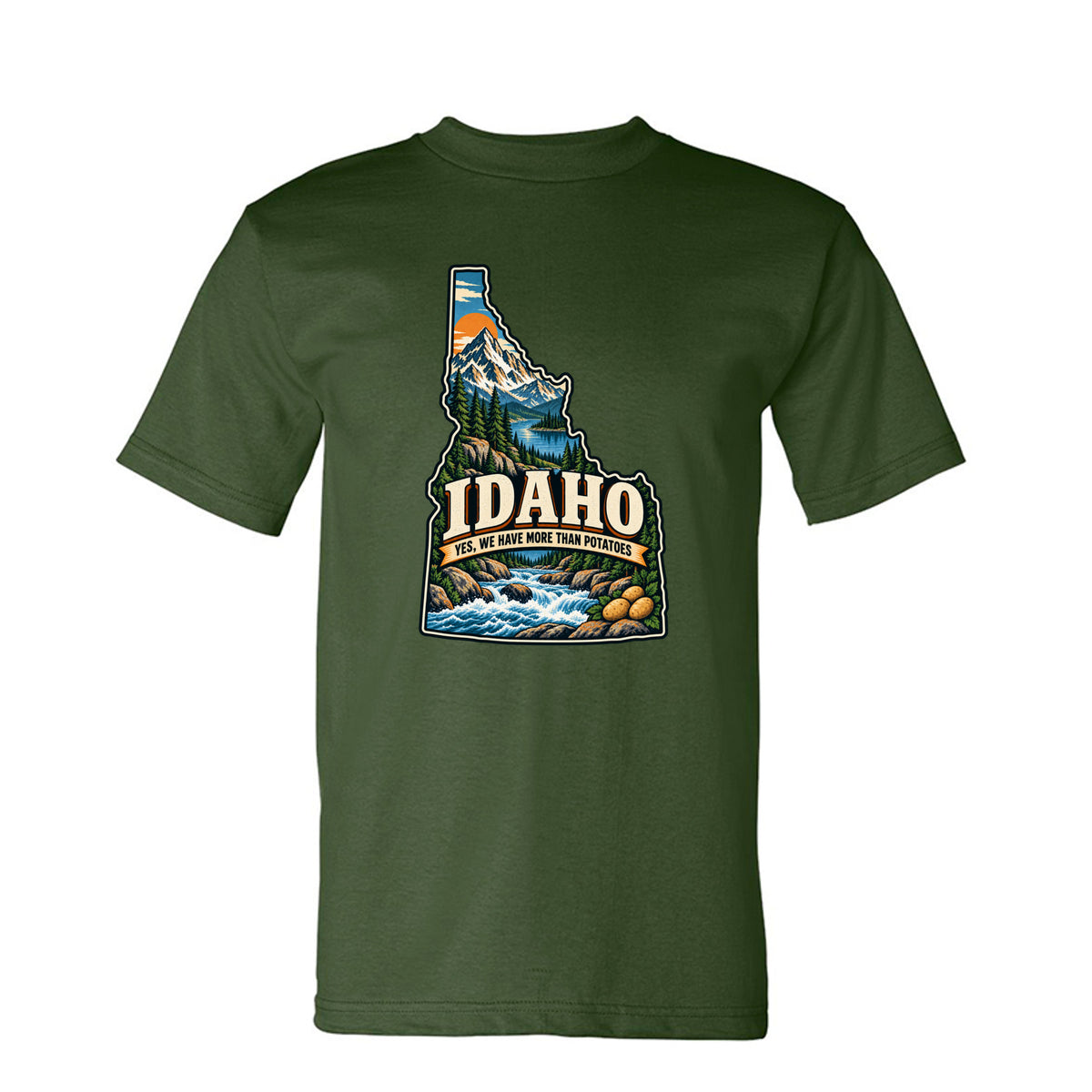 Army Idaho Yes, We Have More Than Potatoes T-Shirt, front view