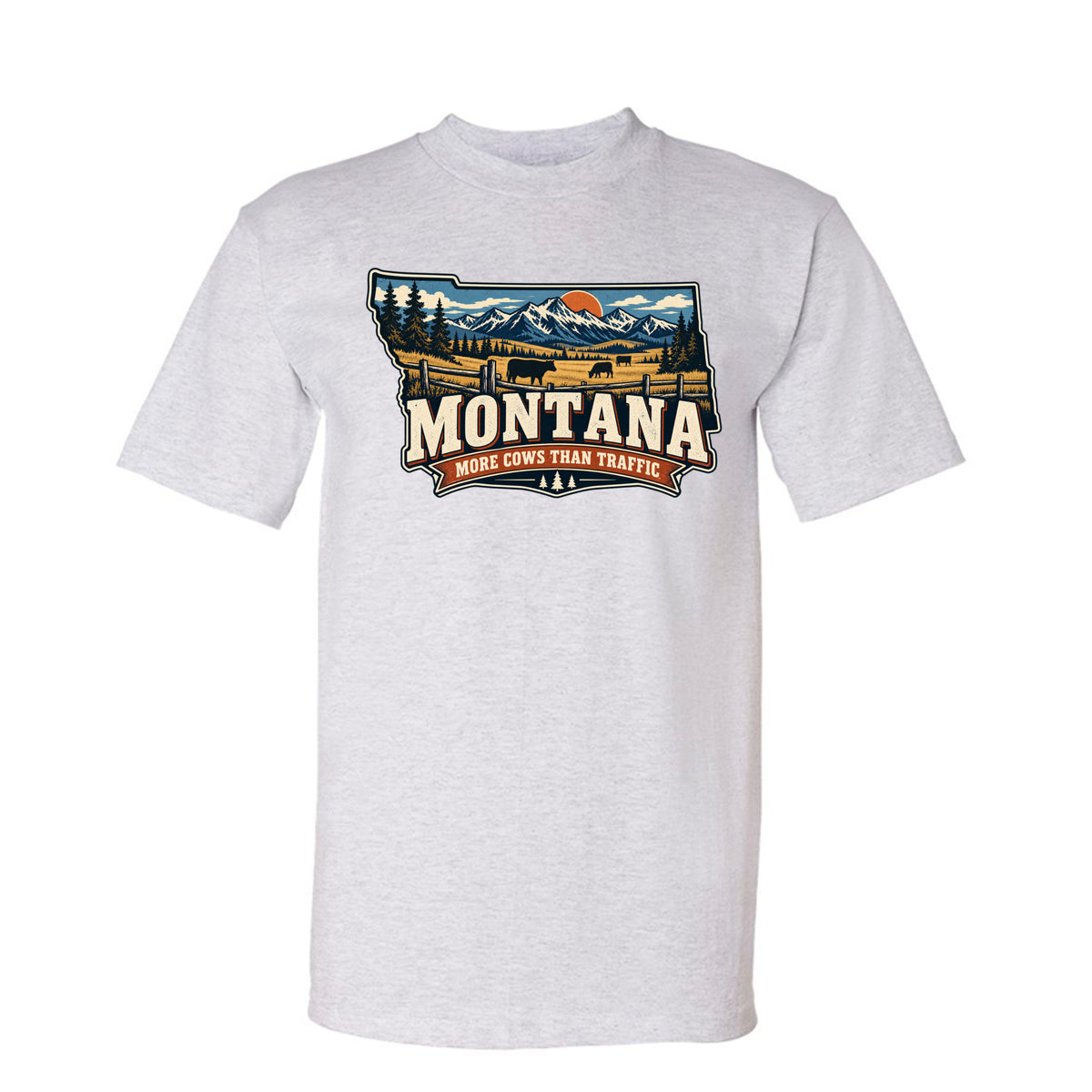 Ash Montana More Cows Than Traffic T-Shirt, front view