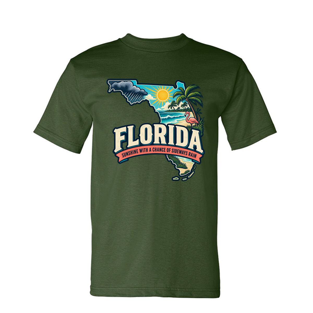 Army Florida Sunshine With a Chance of Sideways Rain T-Shirt, front view
