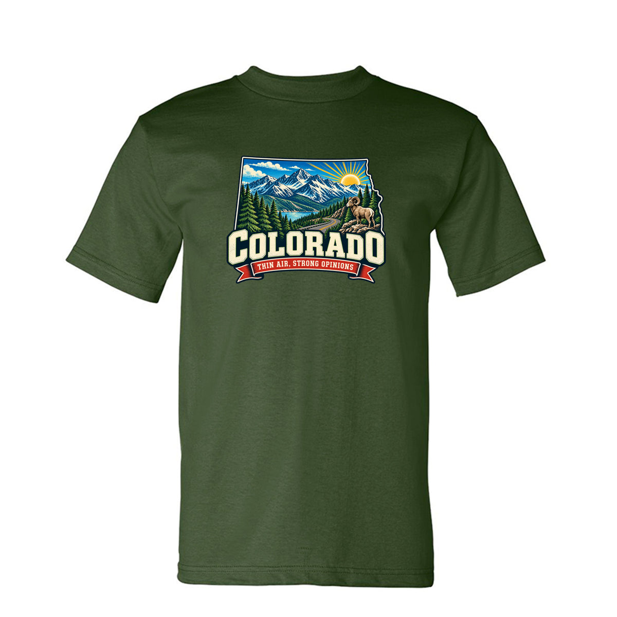 Army Colorado Thin Air, Strong Opinions T-Shirt, front view
