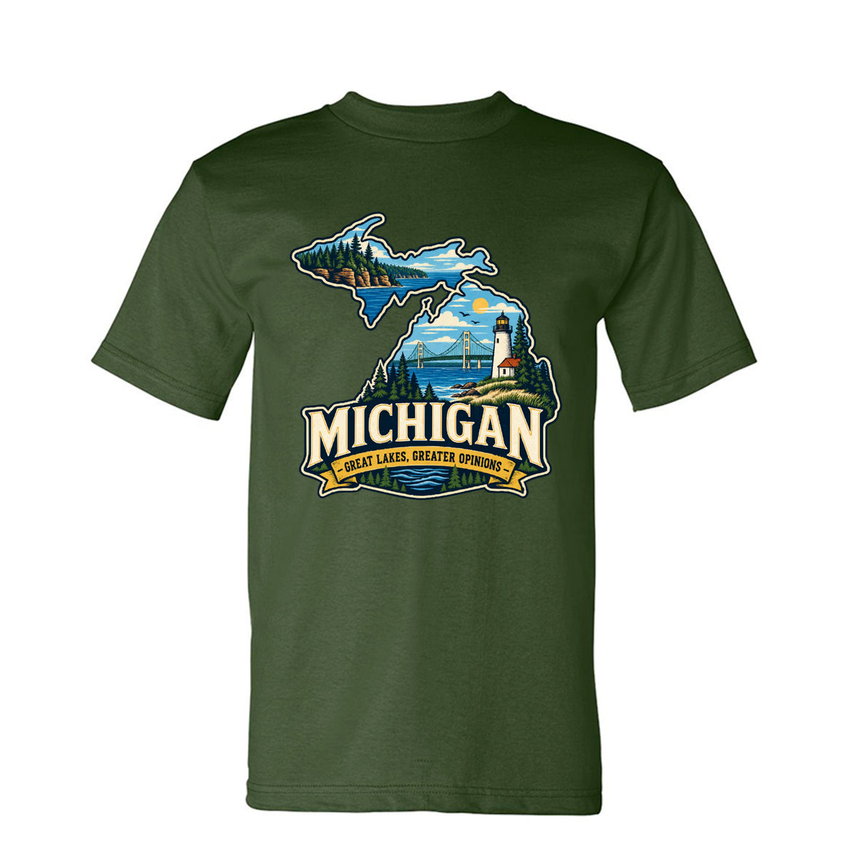 Army Michigan Great Lakes, Greater Opinions T-Shirt, front view