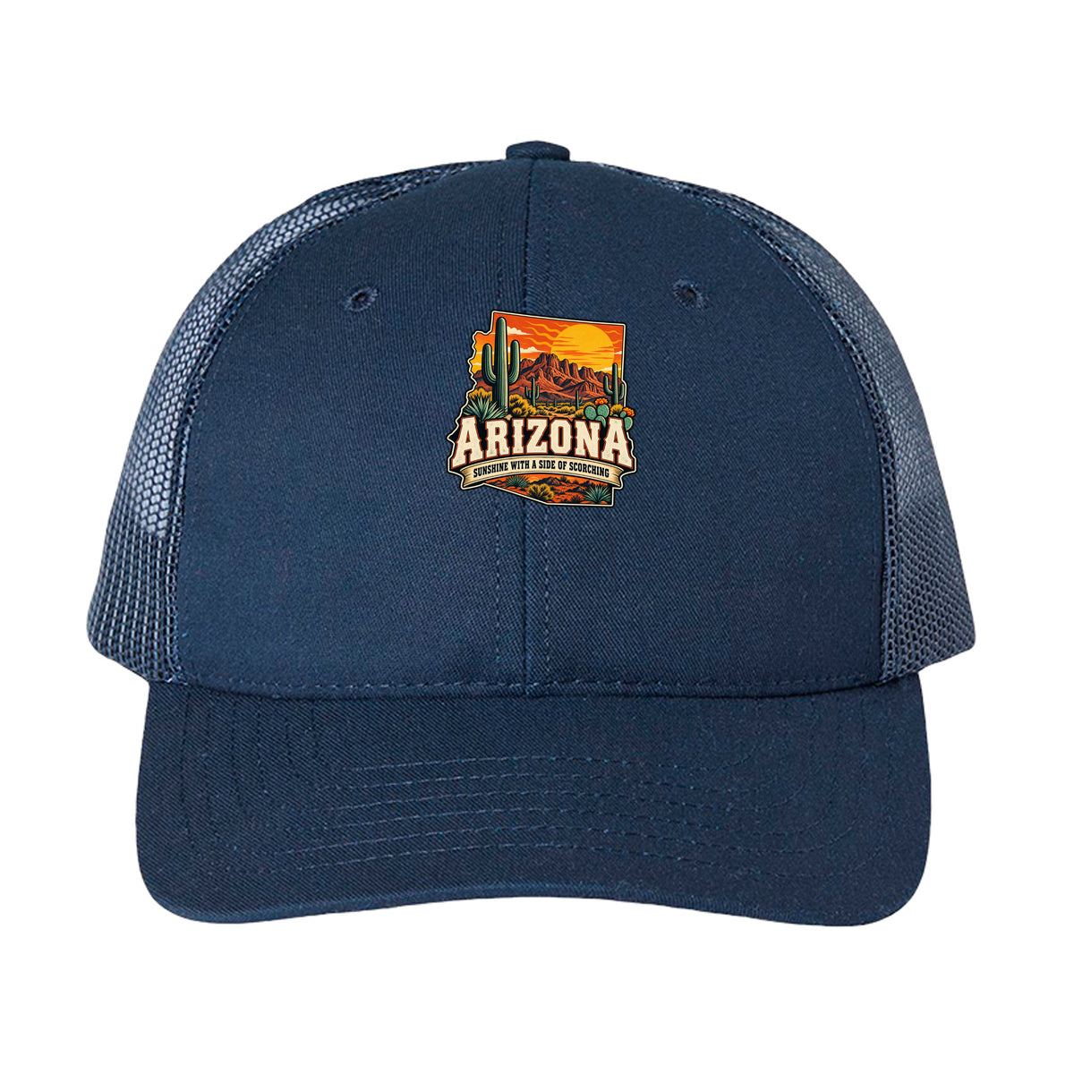 Navy Arizona Sunshine With a Side of Scorching Trucker Hat, front view
