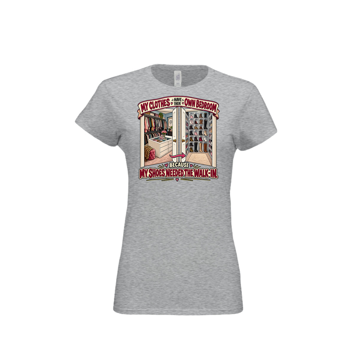 Sport Grey Funny Shoe Lover T-Shirt – My Shoes Needed the Walk-In, front view
