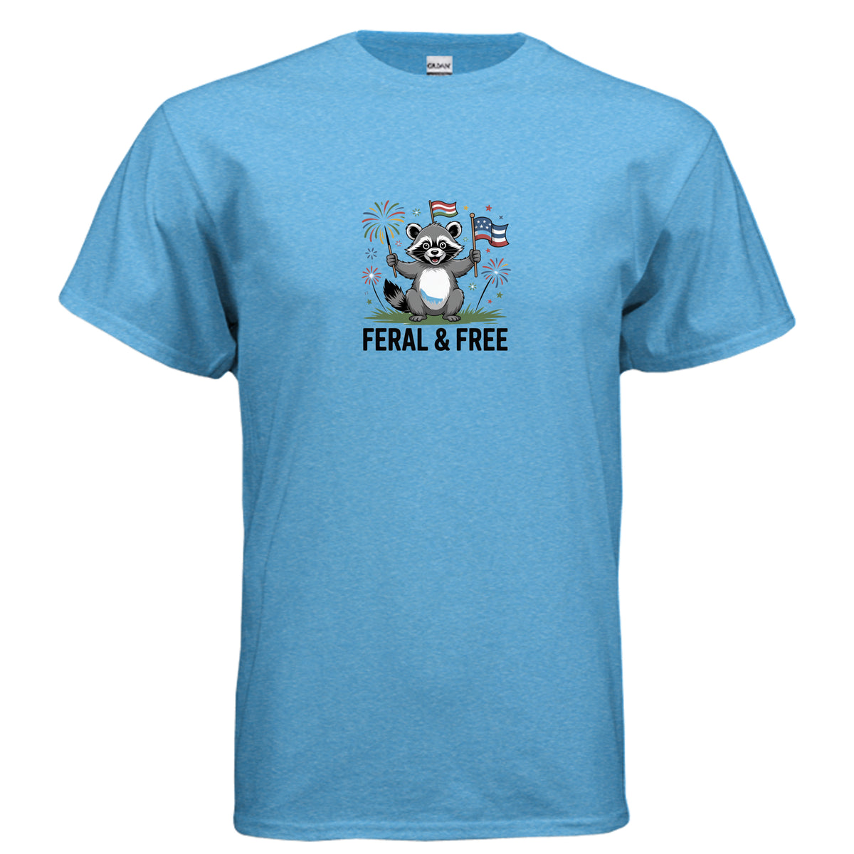 Heather Sapphire Feral & Free Raccoon T-Shirt, product view