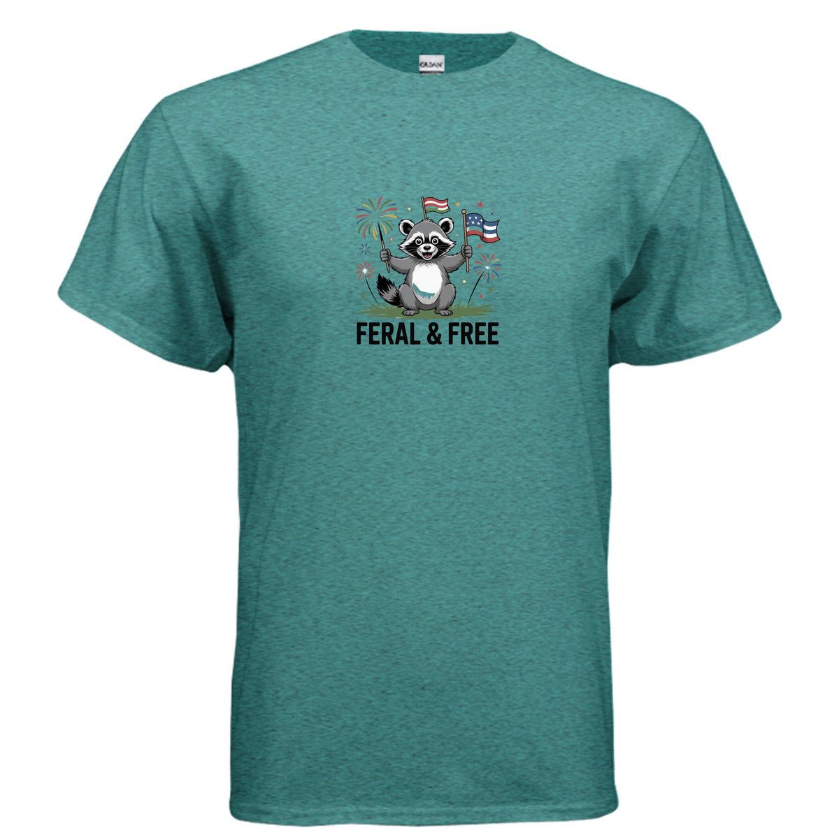Antique Jade Dome Feral & Free Raccoon T-Shirt, product view