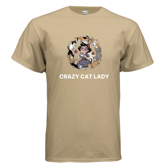 Tan Crazy Cat Lady T-Shirt, product view