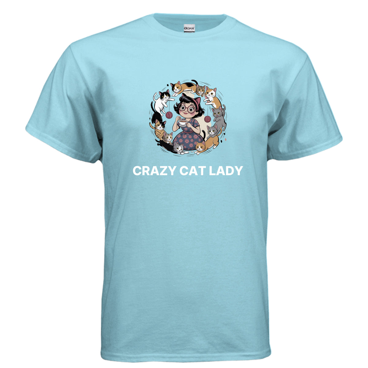 Sky Crazy Cat Lady T-Shirt, product view