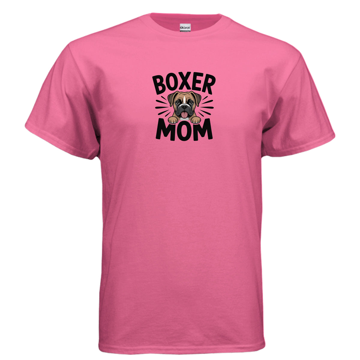 Safety Pink Boxer Mom T-Shirt, product view