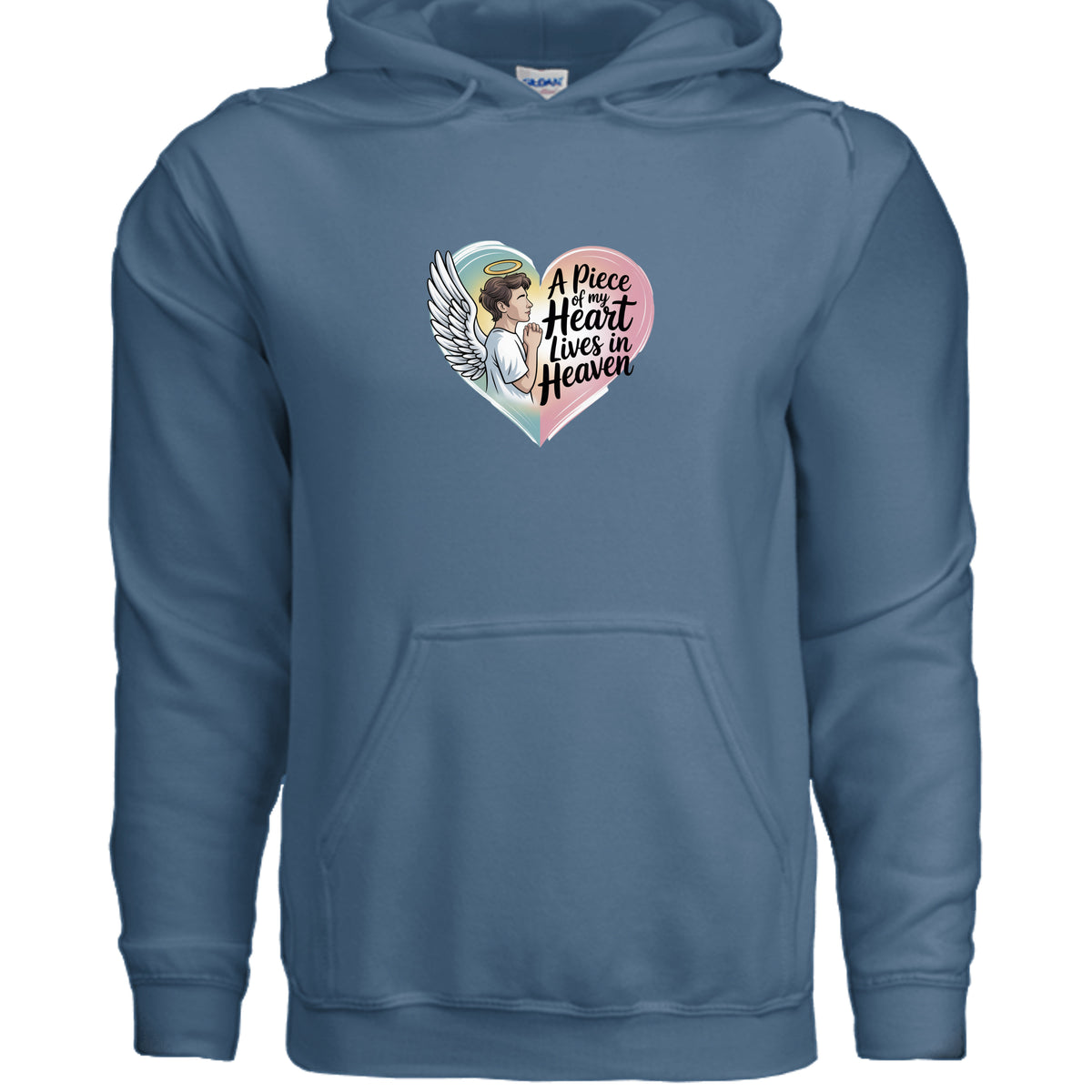 Indigo Blue A Piece of My Heart Lives in Heaven Memorial Hoodie, product view