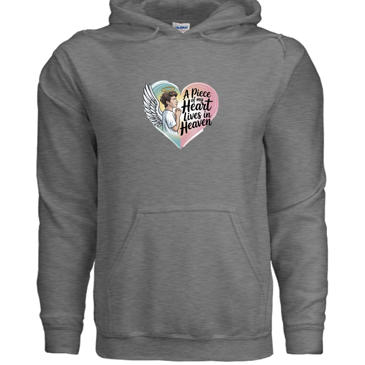 Graphite Heather A Piece of My Heart Lives in Heaven Memorial Hoodie, product view