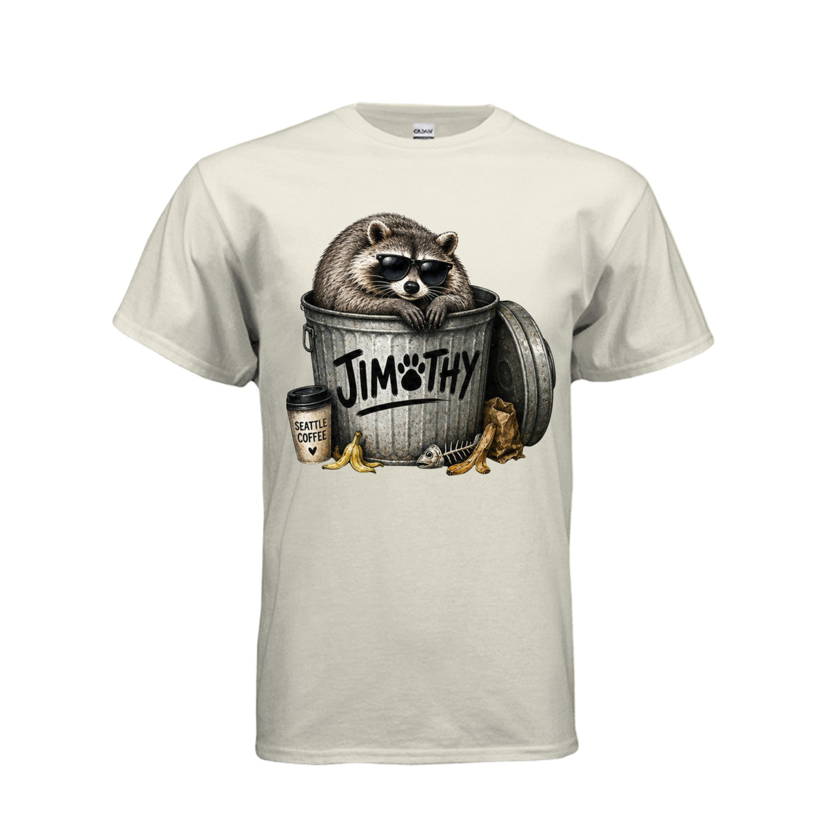Natural Jimothy – Just Raccoon Around T-Shirt, front view