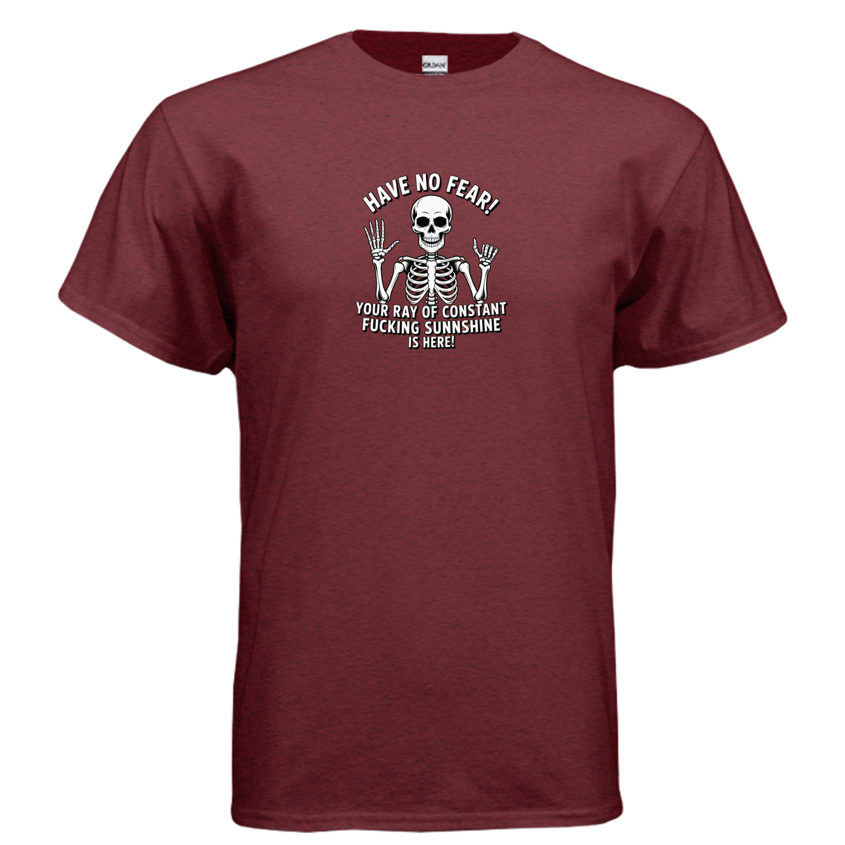 Antique Cherry Red Have No Fear – Your Ray of Sunshine Funny Skeleton T-Shirt, product view