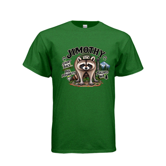 Antique Irish Green Jimothy – Short Back, Big Personality T-Shirt, front view
