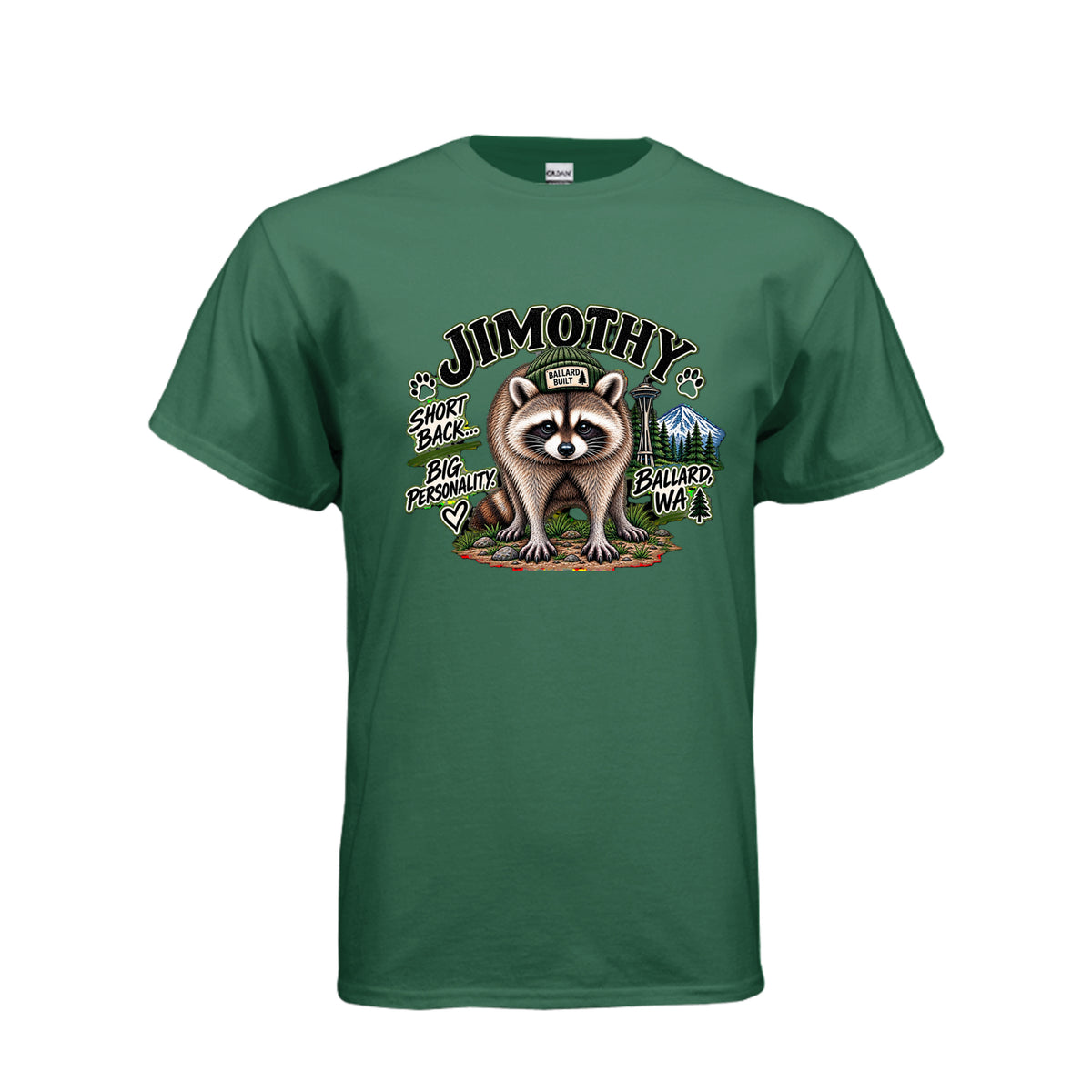 Fan Dark Green Jimothy – Short Back, Big Personality T-Shirt, front view